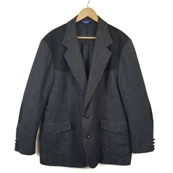 Pendleton Men's Elbow Patch Herringbone Wool Blazer Jacket Sport